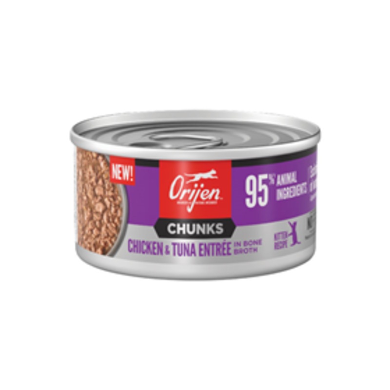 ORIJEN Chunks Chicken & Tuna Entree in Bone Broth Kitten Recipe 3 oz.