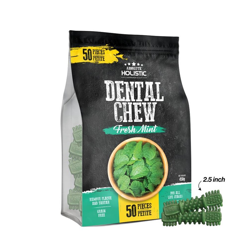 Absolute Holistic Dog Dental Chew Fresh Mint Petite 450g – 50pcs (2.5)
