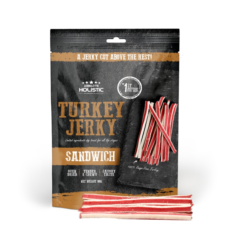 Absolute Holistic Dog Treats Turkey Jerky Sandwich 100g