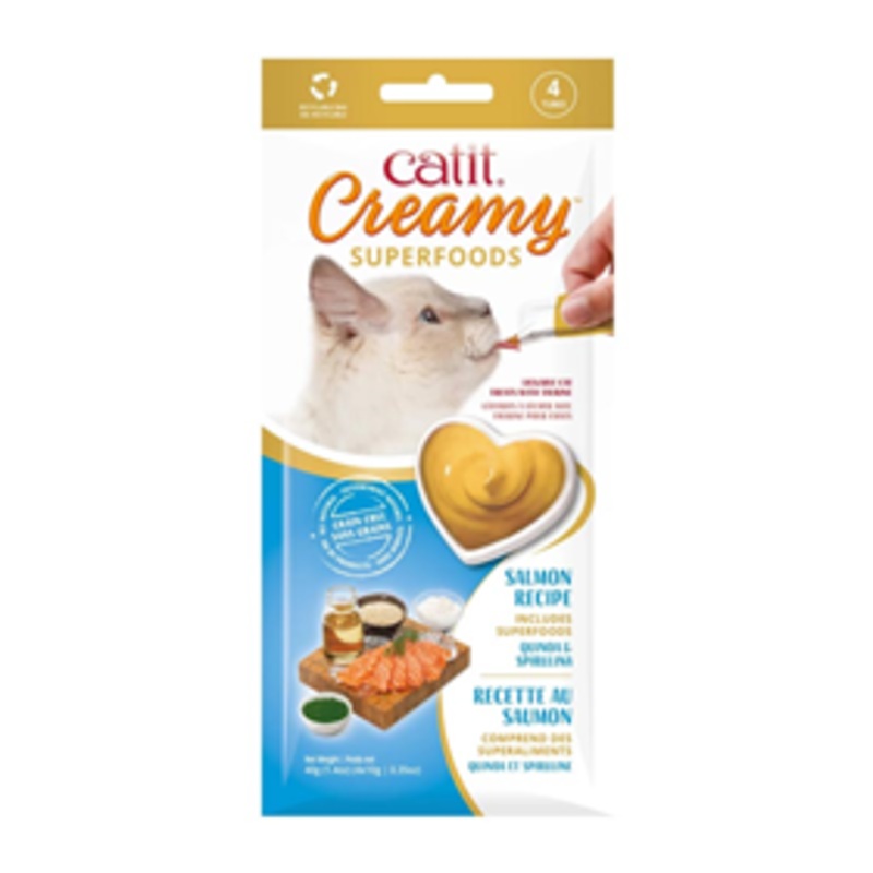 Catit Creamy Superfoods Salmon with Quinoa & Spirulina Treat for Cats 4pk