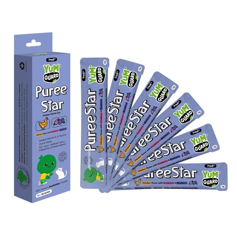 YumGuard Puree Star Chicken & Cranberry & Blueberry Cat Treat 14g x 6