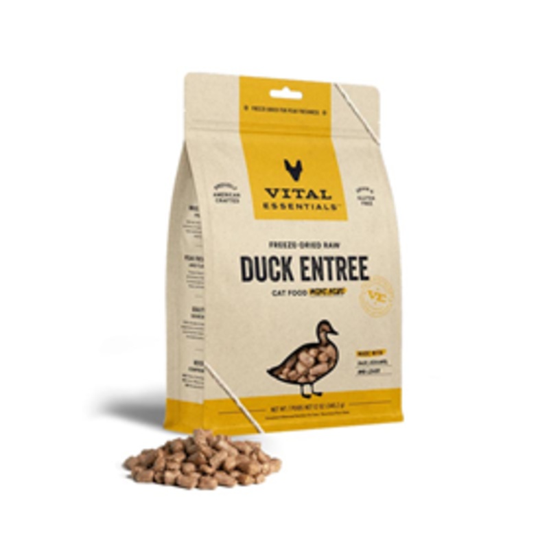 Vital Essentials Freeze-Dried Duck Entree Cat Food Mini Nibs 12 oz.