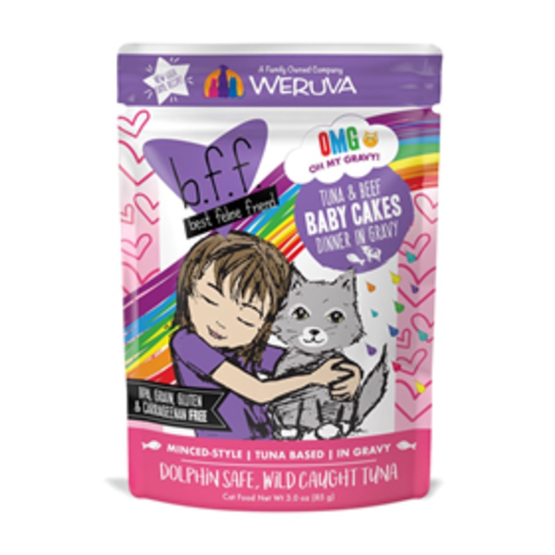 WERUVA Tuna & Beef Baby Cakes Dinner in Gravy Cat Food 3 oz