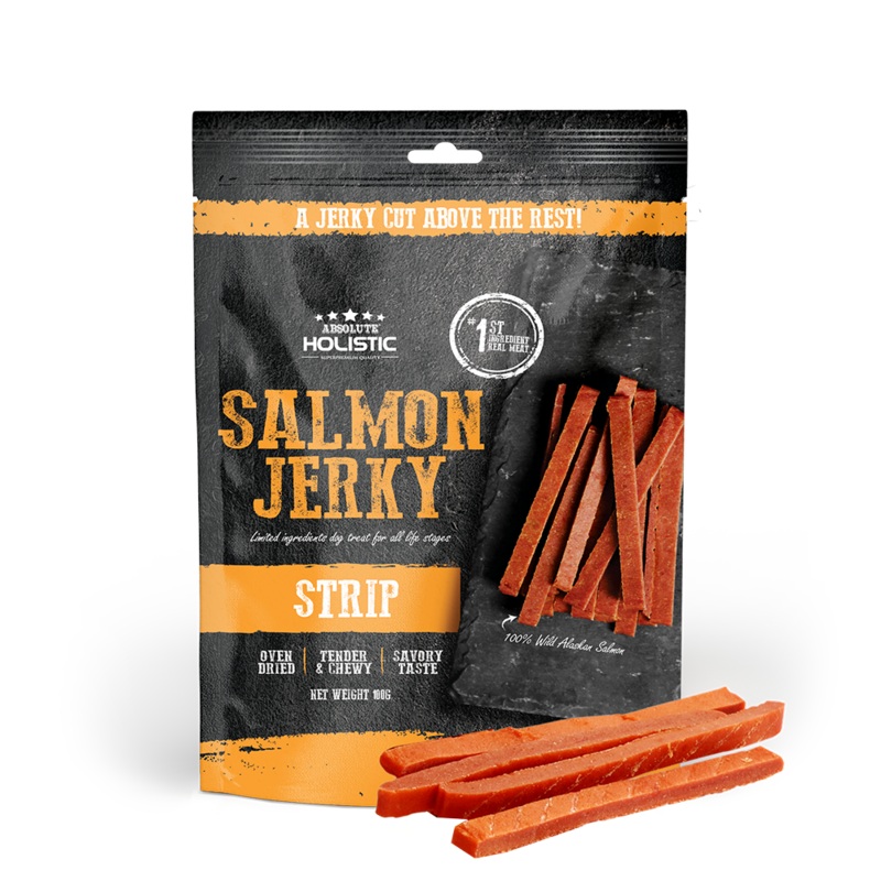 Absolute Holistic Dog Treats Salmon Jerky Strip 100g