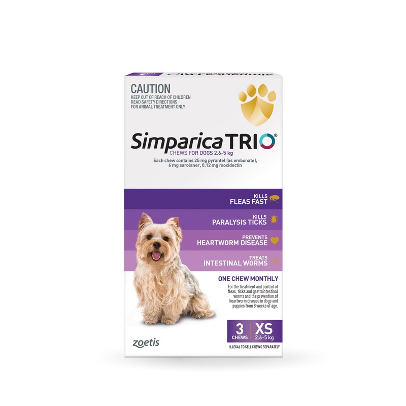 Simparica Trio Very Small Dog Chews 2.6-5kg 3 Pack