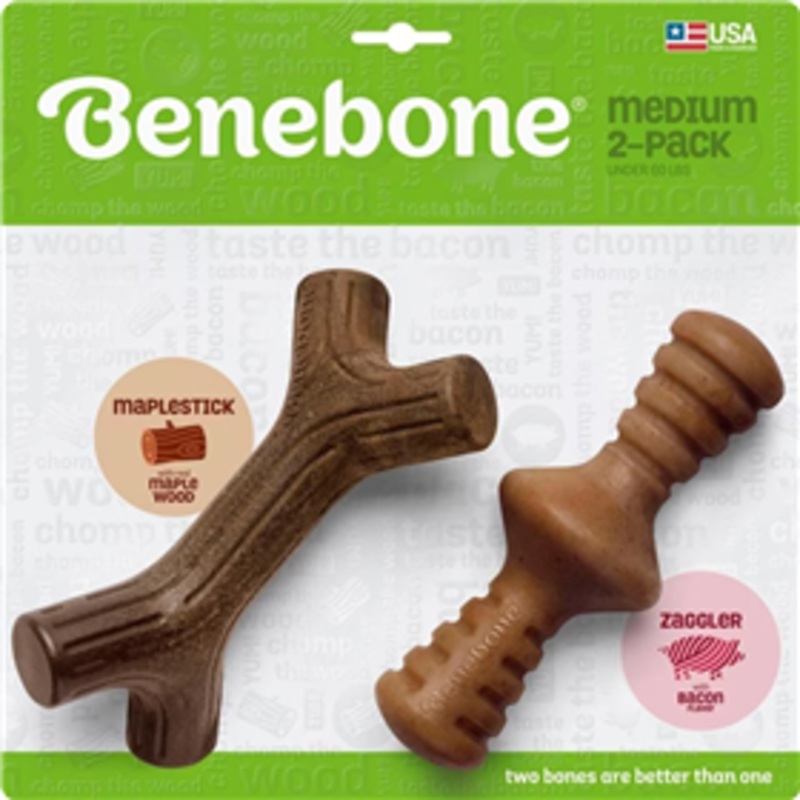 Benebone Medium 2-Pack Zaggler & Maplestick Dog Chew Toy