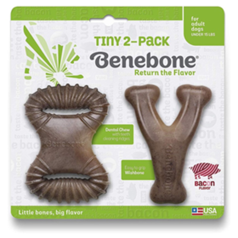 Benebone Tiny 2-Pack  Dental Chew & Wishbone Dog Chew Toy