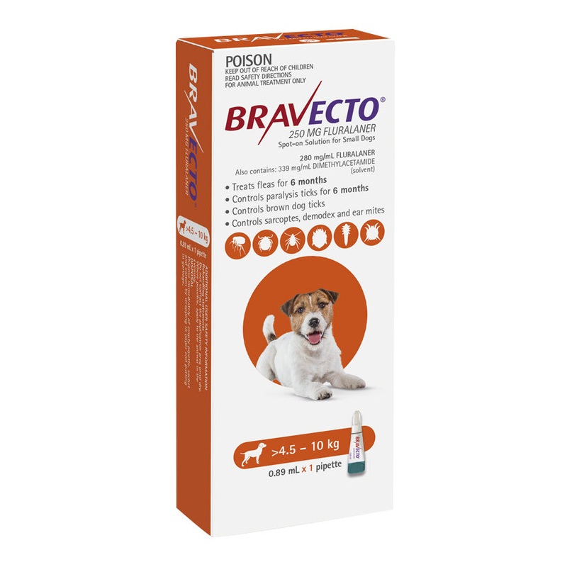 Bravecto Spot-on for Dogs 4.5kg-10kg (Orange) – 1 Pack