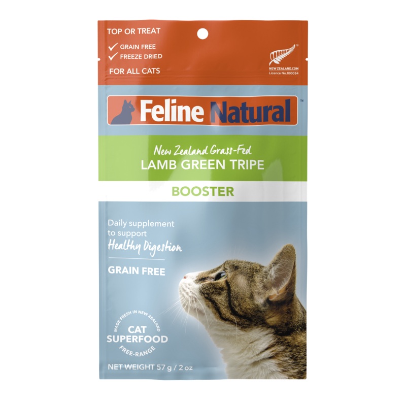 Feline Natural Grain Free Freeze Dried Cat Food Supplement Lamb Green Tripe 57g