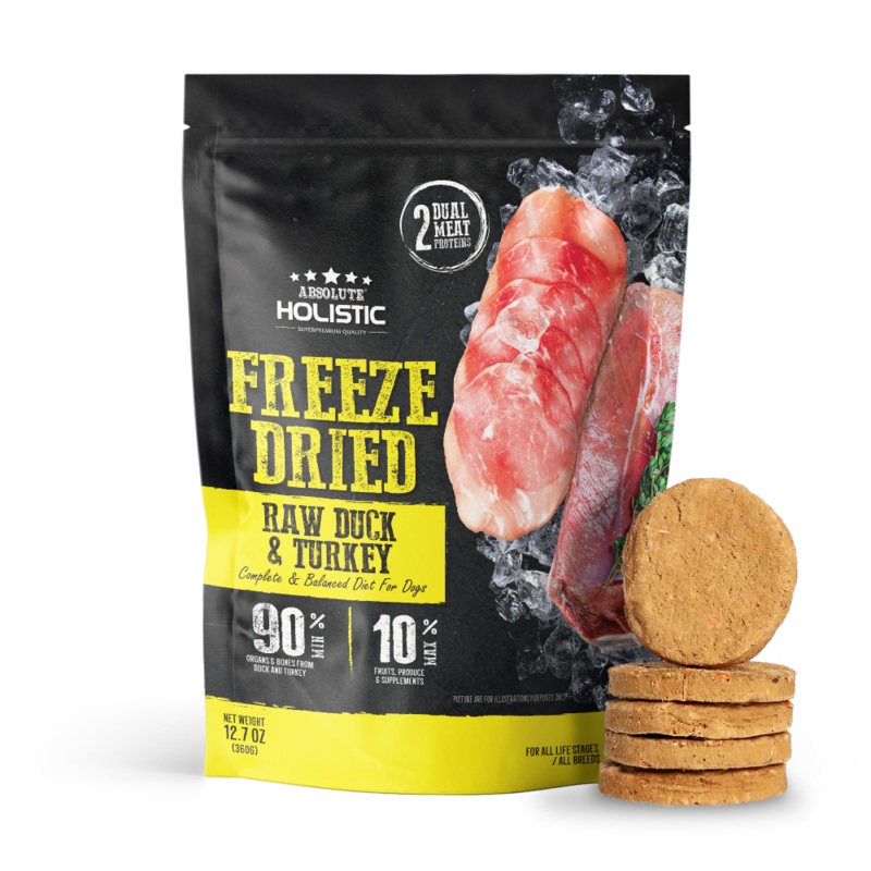 Absolute Holistic Dog Freeze Dried Raw Patties Duck & Turkey 12.7oz