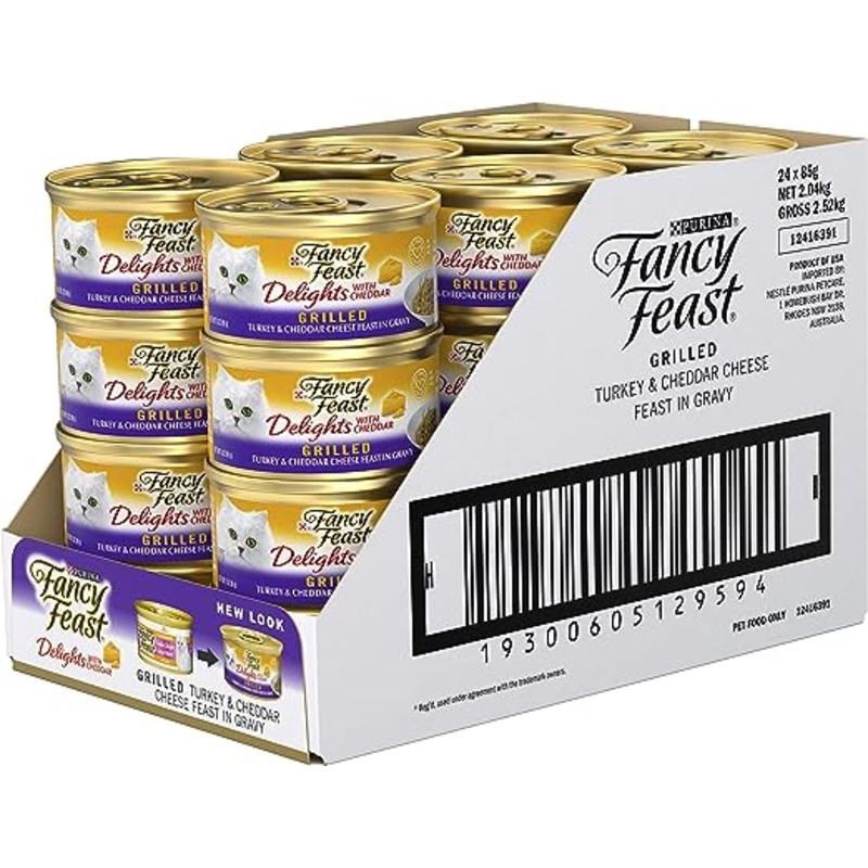 Fancy Feast Delights With Cheddar Grilled Turkey And Cheddar Cheese Feast In Gravy Wet Cat Food 85g x 24