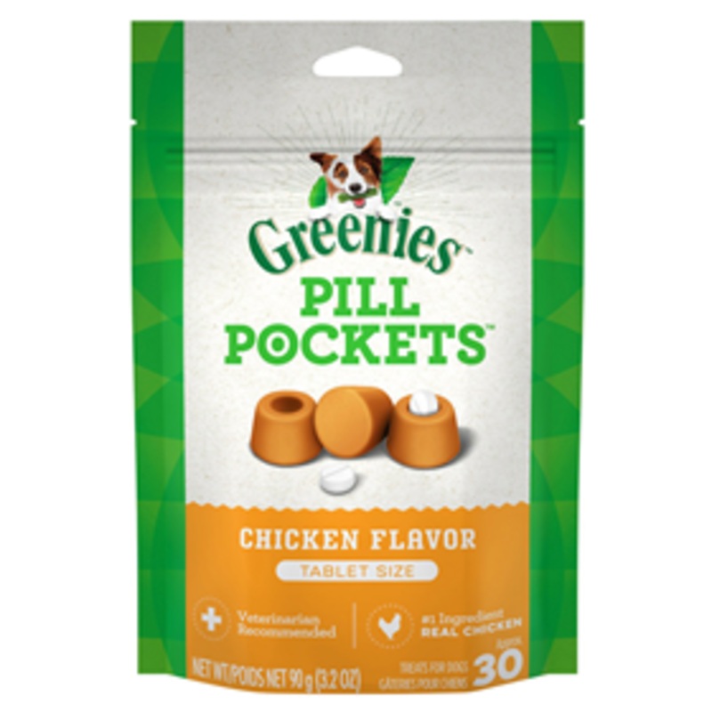 Greenies Pill Pockets for Dogs Chicken Flavor Tablet Size Dog Treats 3.2 oz