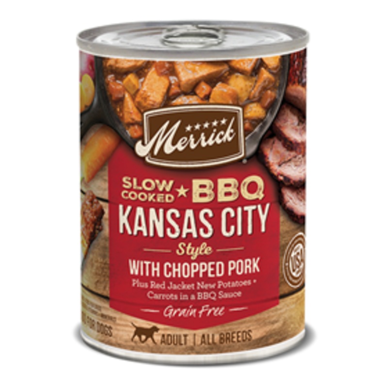 Merrick Slow-Cooked BBQ Kansas City Style with Chopped Pork Grain free 12.7 oz.