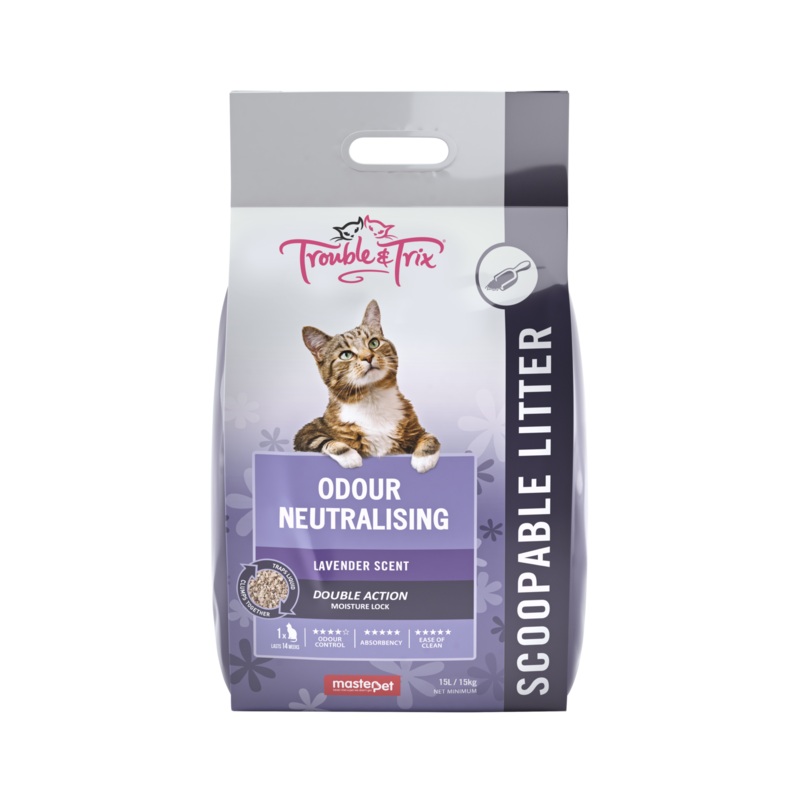 Trouble and Trix Odour Neutralising Lavender Clumping Cat Litter 15L